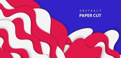 Vector background with white, red and blue colors paper cut shapes. 3D abstract paper art style, design layout for business presentations, flyers, posters, prints, decoration, cards, brochure cover.