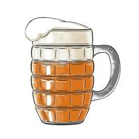 ilustración de estilo grabado vectorial para carteles, decoración, menú, logotipo e impresión. boceto dibujado a mano de vaso de cerveza en colorido aislado sobre fondo blanco. dibujo detallado de estilo vintage grabado en madera. vector