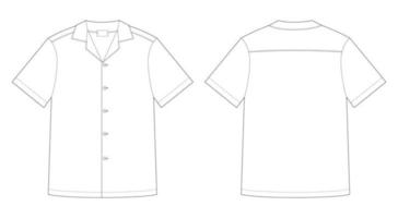 Blank shirt and buttons technical sketch. Unisex casual shirt mock up. vector