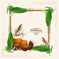 Beautiful Happy Pongal traditional south Indian festival background vector