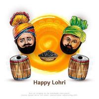 Happy Lohri and Baisakhi cultural Sikh festival celebration background vector