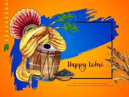 Happy Lohri Indian cultural festival background design vector