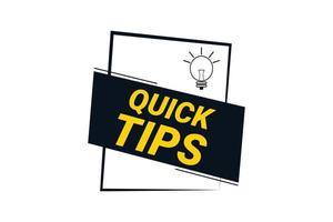 Quick Tips with light bulb creative vector element design.