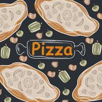 Pizza doodle background, perfect for wrapping paper vector