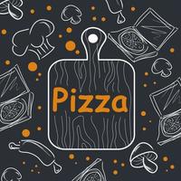 Pizza doodle background, perfect for wrapping paper vector