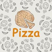 Pizza doodle background, perfect for wrapping paper vector