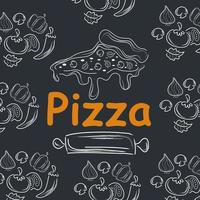 Pizza doodle background, perfect for wrapping paper vector