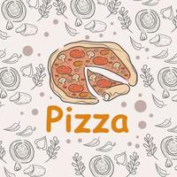 Pizza doodle background, perfect for wrapping paper vector