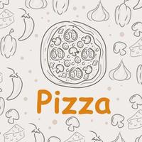 Pizza doodle background, perfect for wrapping paper vector