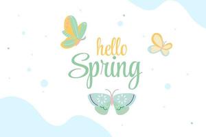 Hello spring. Butterflies on light background vector