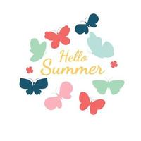 Hola Verano. mariposas sobre un fondo claro vector