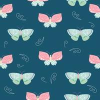 Seamless butterfly pattern on dark background vector