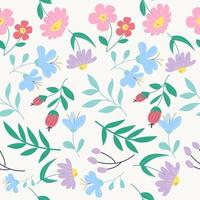 Seamless pattern of flowers and leaves vector