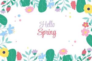 Hello spring. Spring background with flowers vector