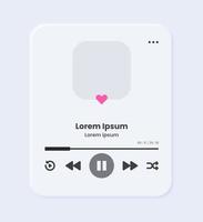 Audio player interface in neomorphic design style. Multimedia application editable mockup. vector