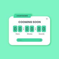 Countdown panel in solid design style. Cooming soon interface template. vector