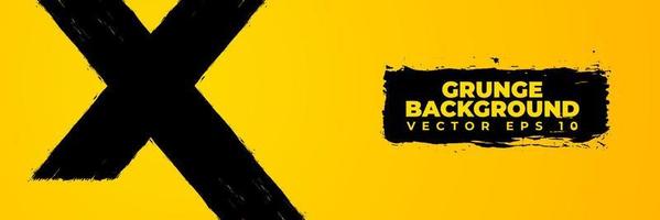 vector de fondo de grunge abstracto, diseño de banner del sistema de advertencia, fondo de plantilla con textura de pincel de pintura negra amarilla