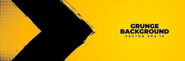 Abstract grunge background vector, warning system banner design, template backdrop with yellow black paint brush texture vector
