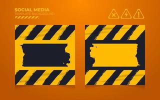 Social media post template background vector, editable post template social media banners with grunge warning system mark illustration vector