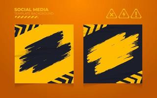 Social media post template background vector, editable post template social media banners with grunge warning system mark illustration vector