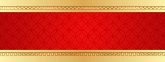 vector de fondo chino, diseño de pancarta oriental con color rojo dorado con espacio vacío, plantilla de arte tradicional de año nuevo chino