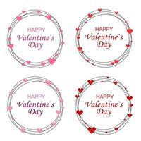 Hand drawn set with frames for valentines day vector