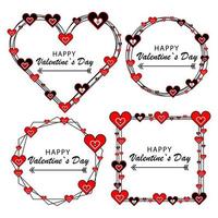 Set of hand drawn frames with different shape. Doodle style. happy valentines day. Editable vector. Bubble form Heart vector