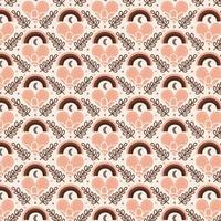 pattern with rainbows, hearts, moon and branches isolated on beige background. boho style vector