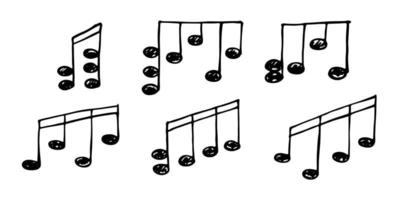 Music note doodle set. Hand drawn musical symbol. Elements for print, web, design, decor, logo vector