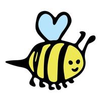 Hand drawn happy bee clipart. Cute honeybee doodle. For print, web, design, decor, logo. vector