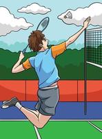 ilustración de dibujos animados de color de deportes de bádminton vector