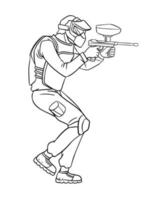 Paintballer Isolated Coloring Page for Kids vector