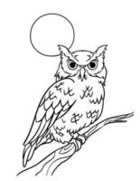 Owl Isolated Coloring Page for Kids vector