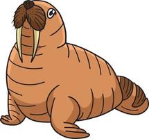 Walrus Marine Animal Cartoon Colored Clipart vector