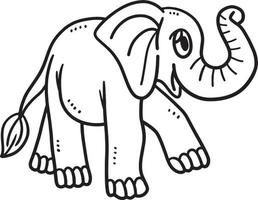 Baby Elephant Isolated Coloring Page for Kids vector