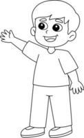 Happy Boy Isolated Coloring Page for Kids vector