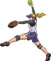 Softball Sports Cartoon Colored Clipart vector