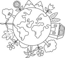 Love Earth Isolated Coloring Page for Kids vector