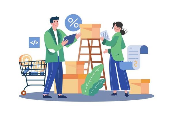 Businessman Checking Product Quality Illustration concept on white background
