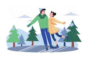 Couple Enjoying Dance During Ice Skating vector