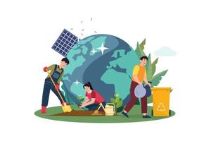 Cleaning Earth Environment Illustration concept on white background vector
