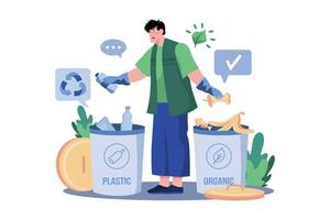 The Man Is Sorting The Garbage Illustration concept on white background vector