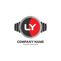 LY Letter Logo Design Icon fitness and music Vector Symbol.
