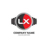 Lx letra logo diseño icono fitness y música vector símbolo.