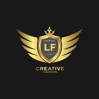 Abstract letter LF shield logo design template. Premium nominal monogram business sign. vector