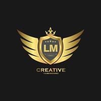 Abstract letter LM shield logo design template. Premium nominal monogram business sign. vector