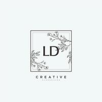 arte del logotipo inicial del vector de belleza ld, logotipo de escritura a mano de firma inicial, boda, moda, joyería, boutique, floral y botánica con plantilla creativa para cualquier empresa o negocio.