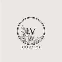 arte del logotipo inicial del vector de belleza lv, logotipo de escritura a mano de firma inicial, boda, moda, joyería, boutique, floral y botánica con plantilla creativa para cualquier empresa o negocio.