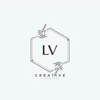 arte del logotipo inicial del vector de belleza lv, logotipo de escritura a mano de firma inicial, boda, moda, joyería, boutique, floral y botánica con plantilla creativa para cualquier empresa o negocio.