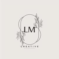 Arte del logotipo inicial del vector de belleza lm, logotipo de escritura a mano de firma inicial, boda, moda, joyería, boutique, floral y botánica con plantilla creativa para cualquier empresa o negocio.